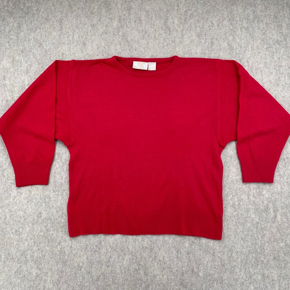 Career Guild Vintage Red Knit Crewneck Sweater Acrylic Dolman Sleeve Large